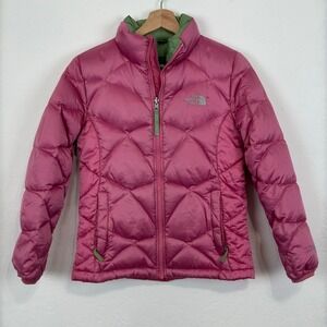 The North Face Kids 550 Fill Insulated Quilted Puffer Coat Jacket Sz L Pink Zip